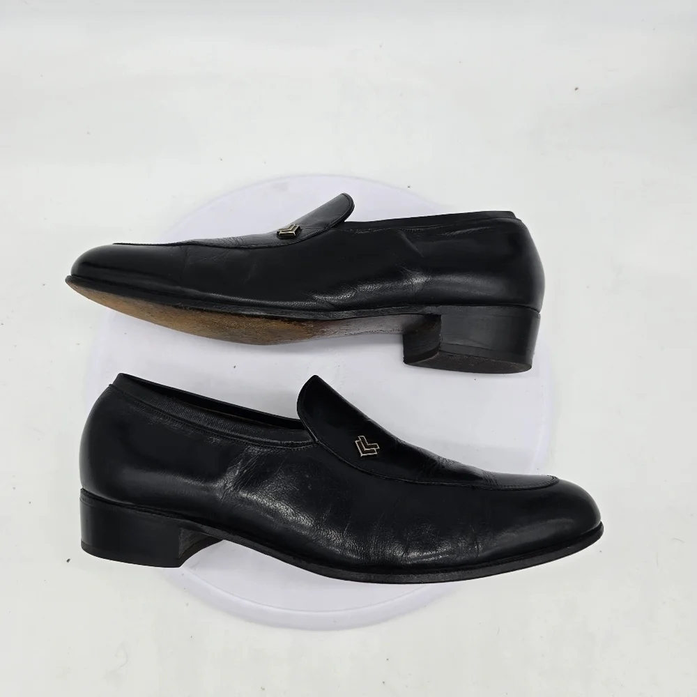 The Florsheim Shoe Men's 7.5 D Black Leather Loafers Slip-On Designer Collection
